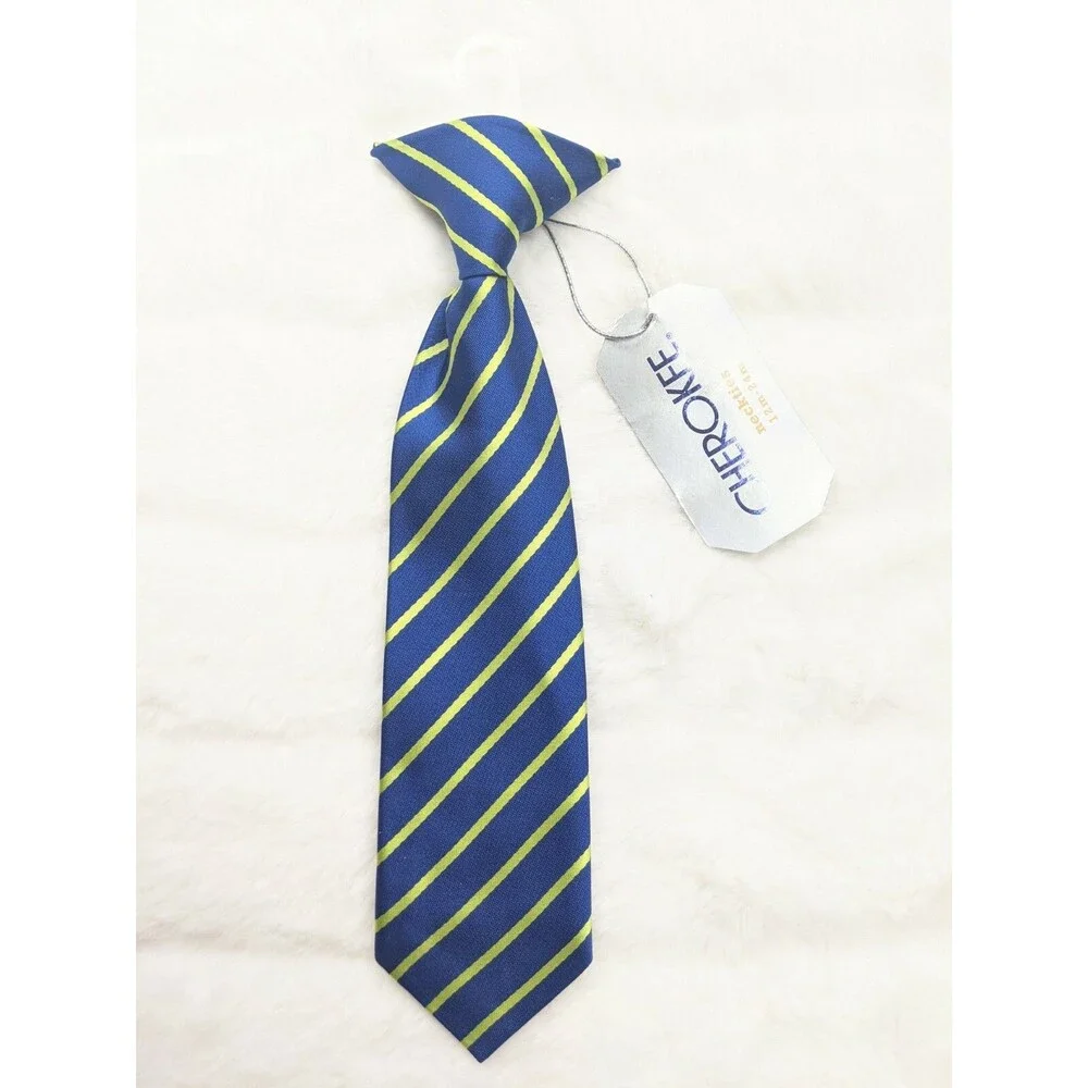 Infant Boys Neck Tie/clip-on 12-24 mo Blue & Green Stripe